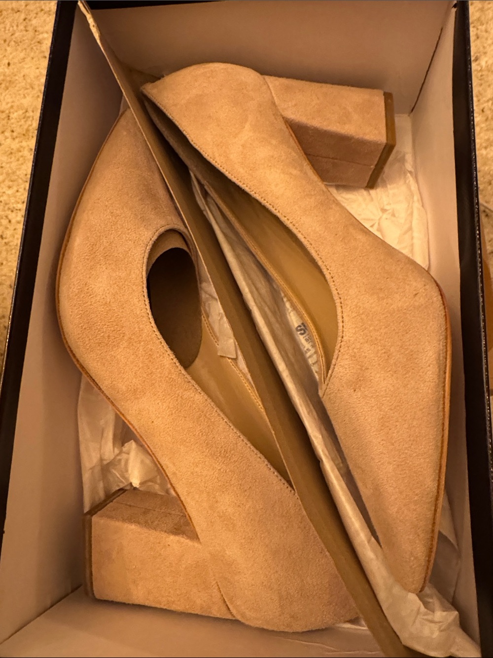 Marc Fisher Nude Suede Pointed Toe Flats - Picture 2 of 4